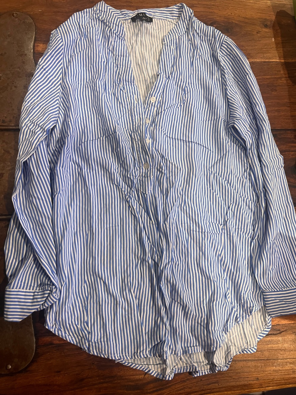 Timing Blue and White Striped Men's Shirt